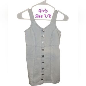 Girls Light Blue Denim Button-Front Dress SIZE 7/8